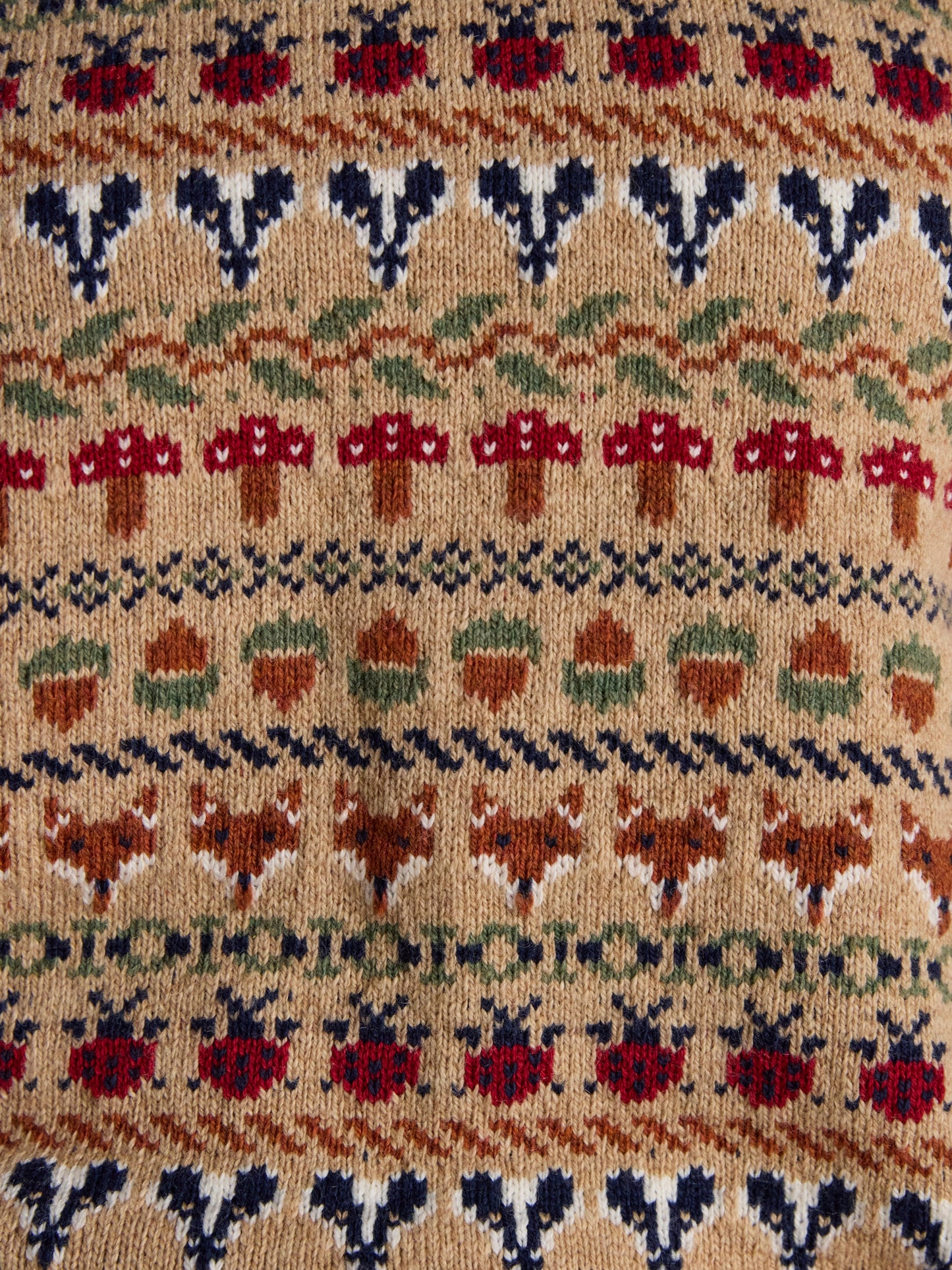 Woodland Oatmeal Cotton-Rich Intarsia Crew Neck Knitted Vest