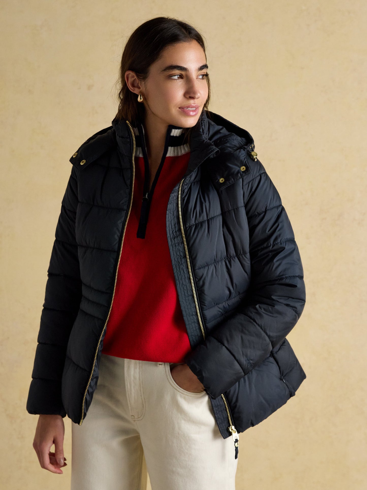 Hadlow Navy Showerproof Padded Coat with Hood