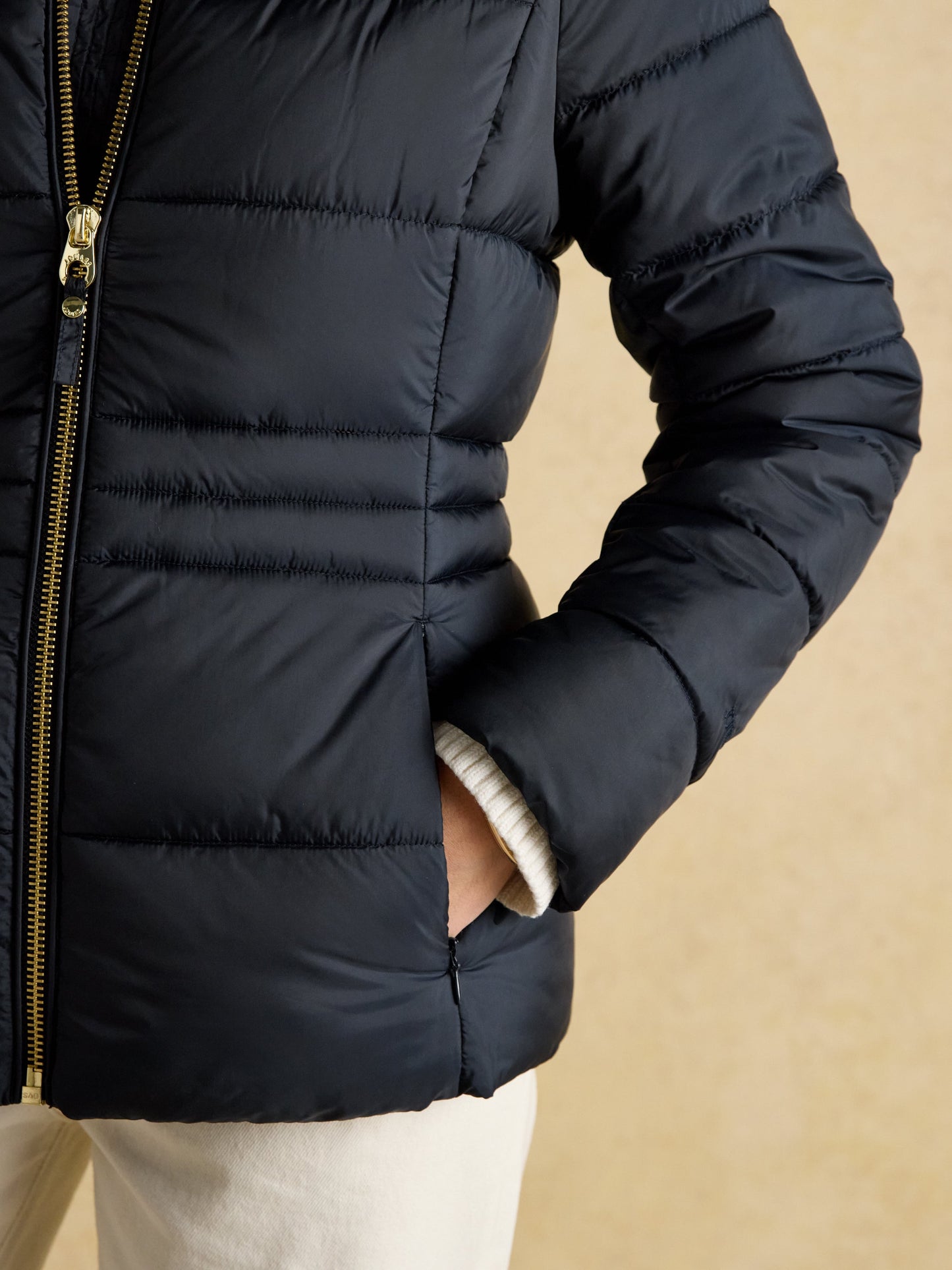 Hadlow Navy Showerproof Padded Coat with Hood