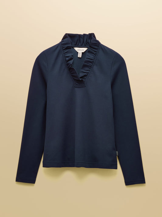 Heidi Long Sleeve Frill Neck Jersey Top