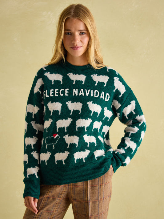 Fleece Navidad Intarsia Knitted Jumper