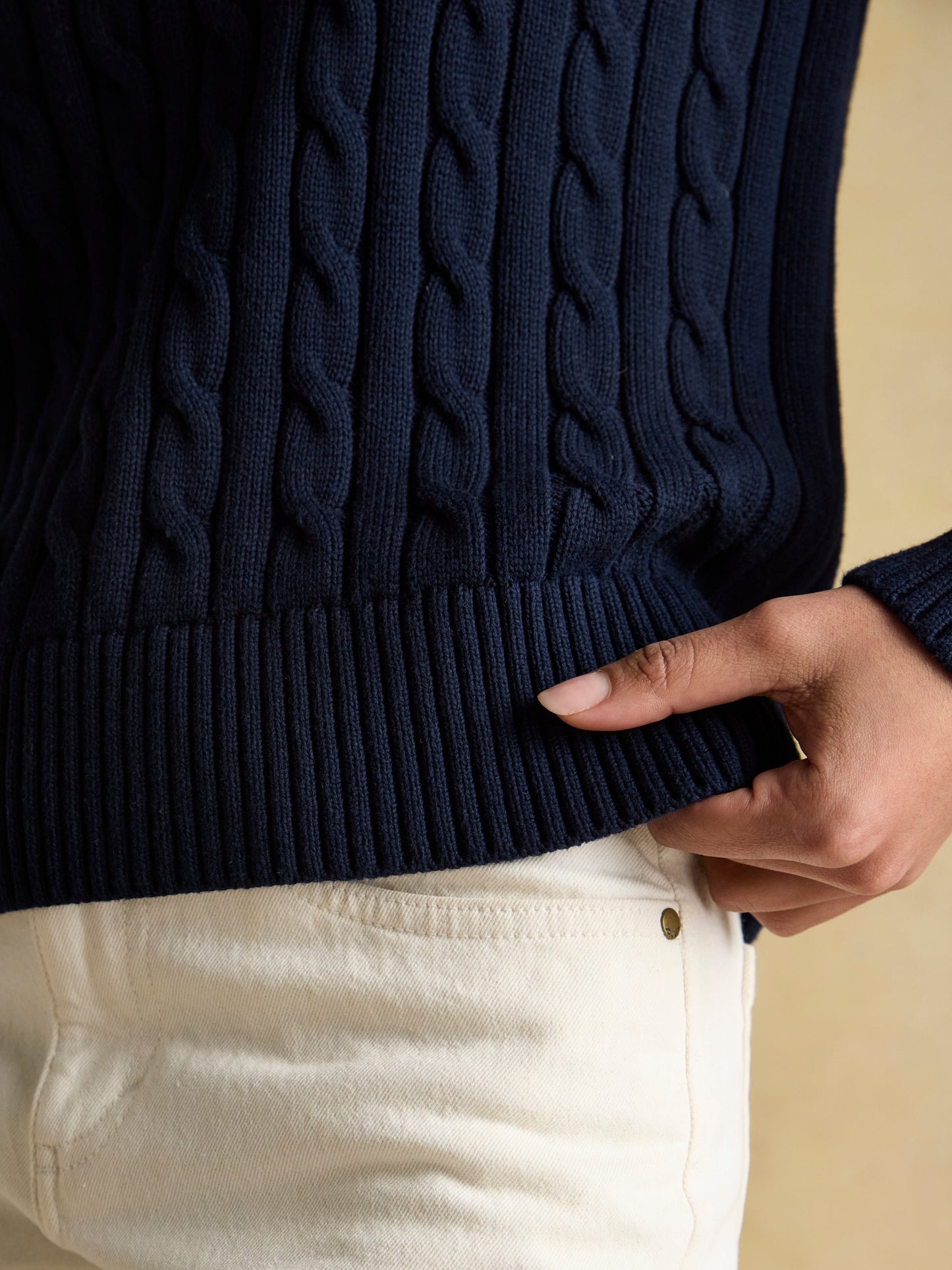 Classic Cable Cotton Crew Neck Jumper