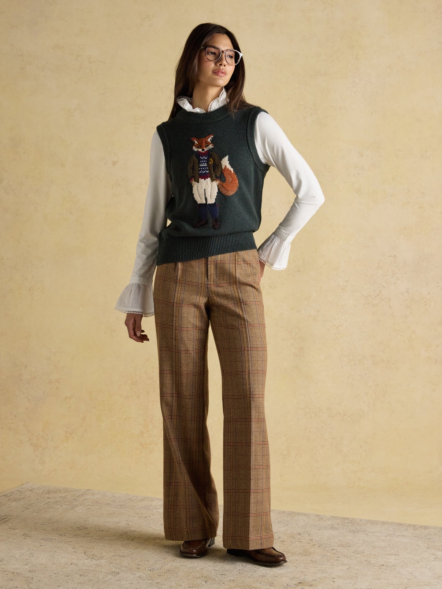 Jonty Green Intarsia Cotton Rich Knitted Vest