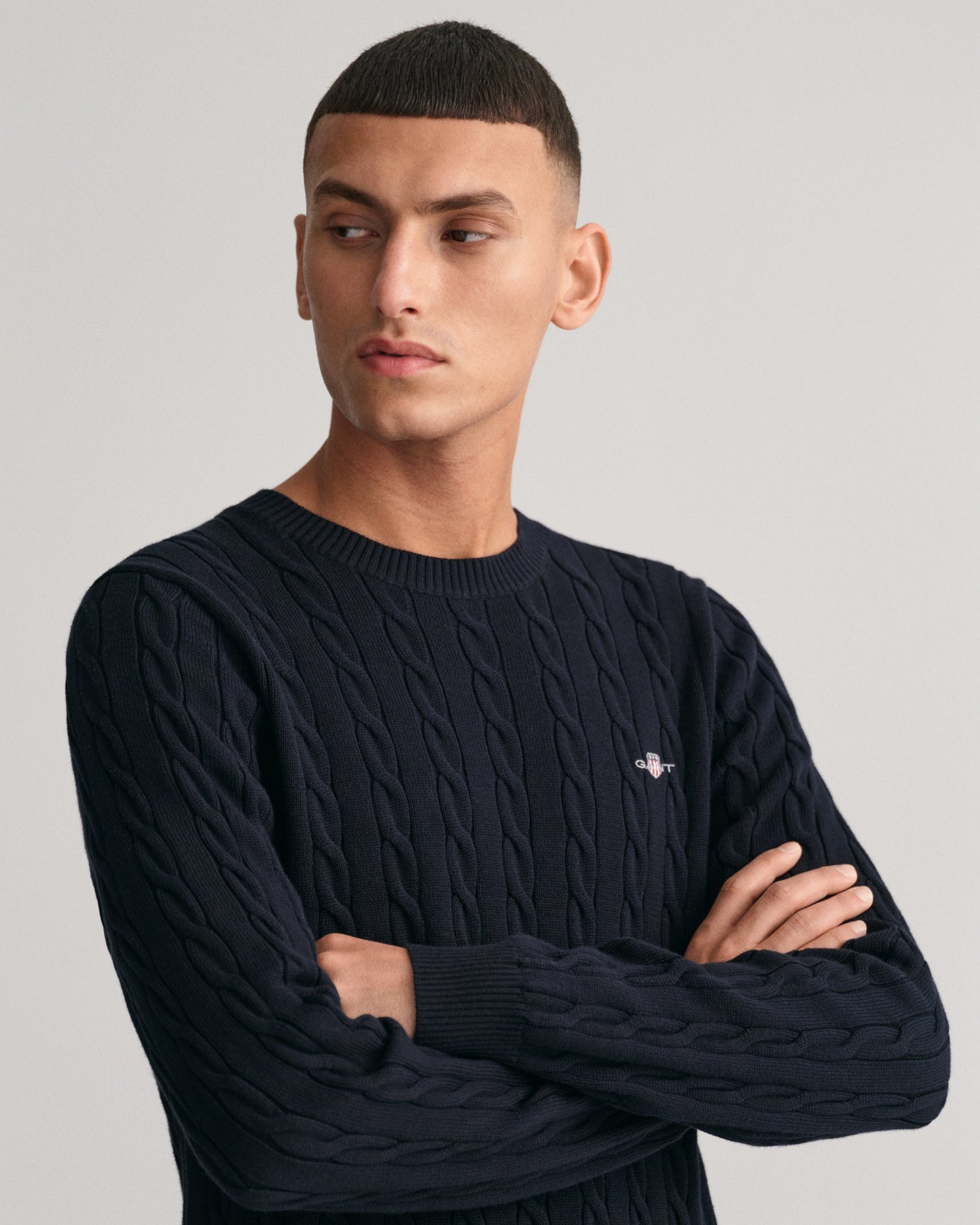 Cotton Cable Knit Crew Neck Sweater