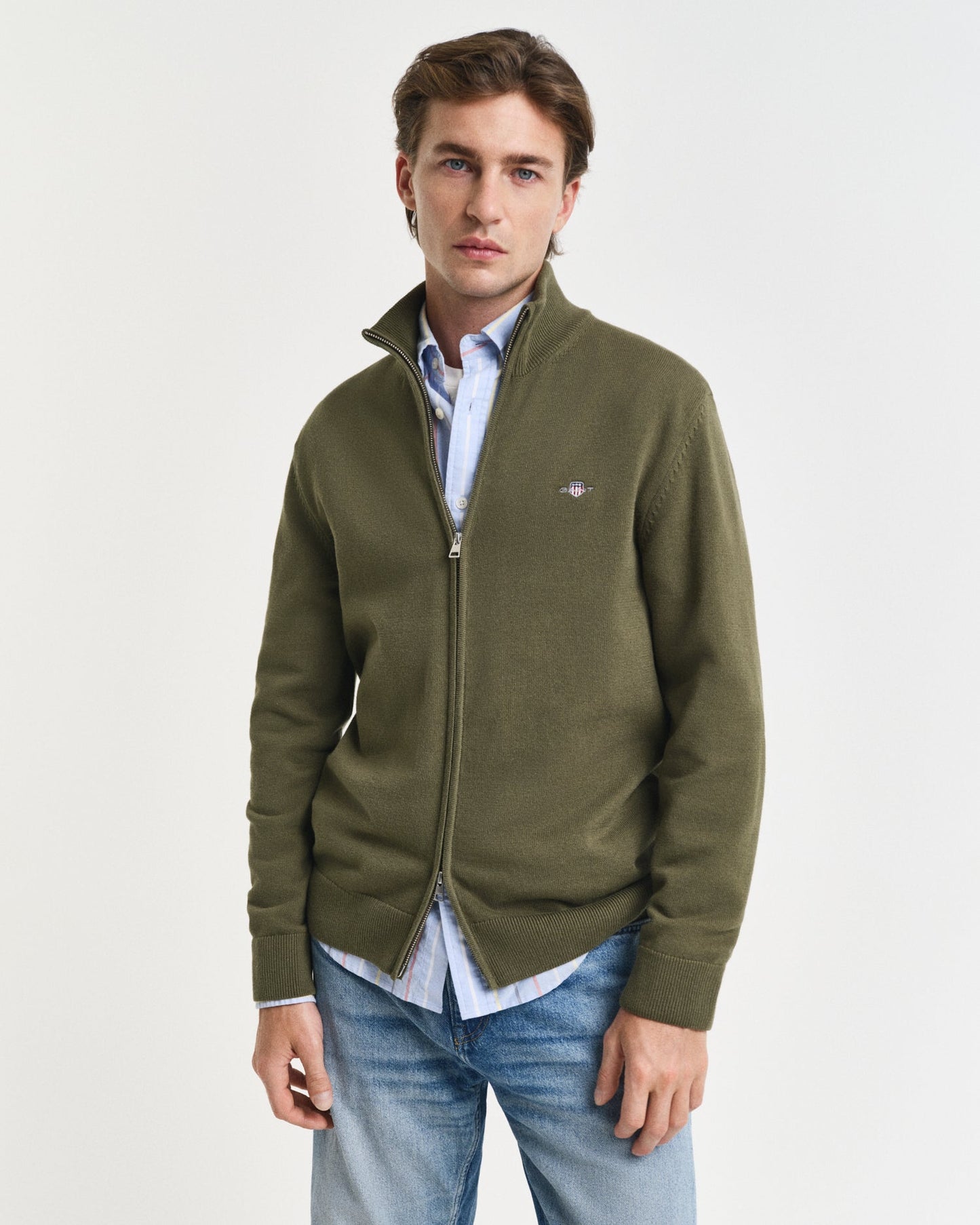Casual Cotton Zip Cardigan