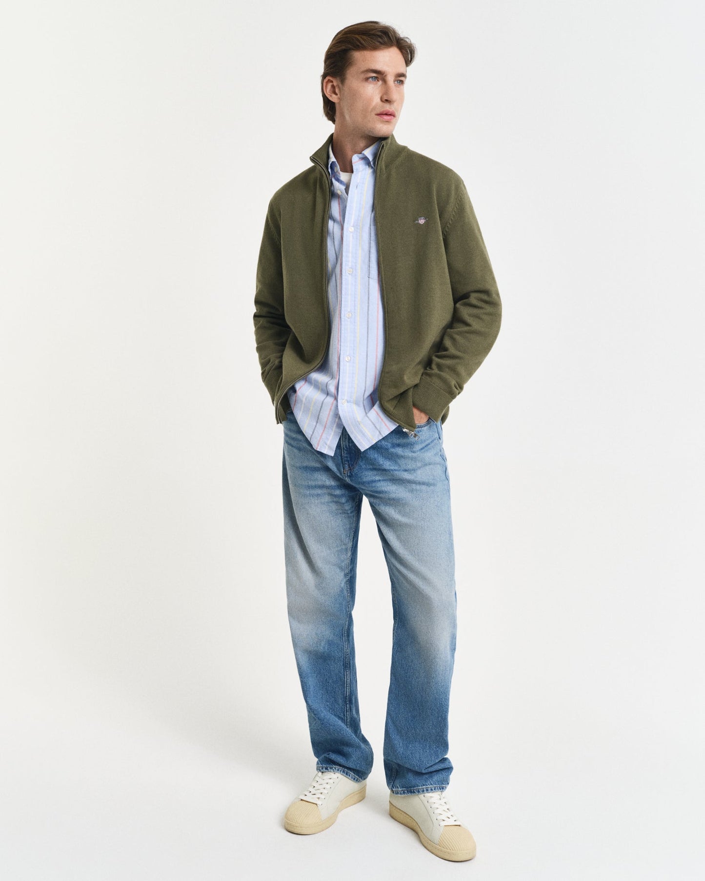 Casual Cotton Zip Cardigan