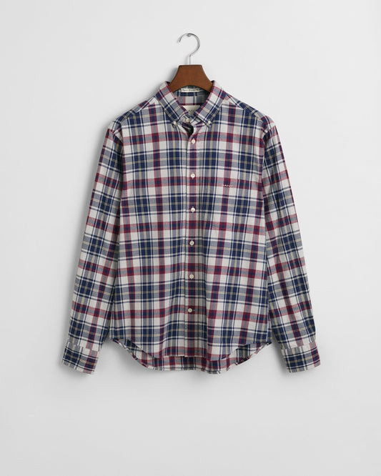 Regular Fit Plaid Flannel Shirt - Persion Blue