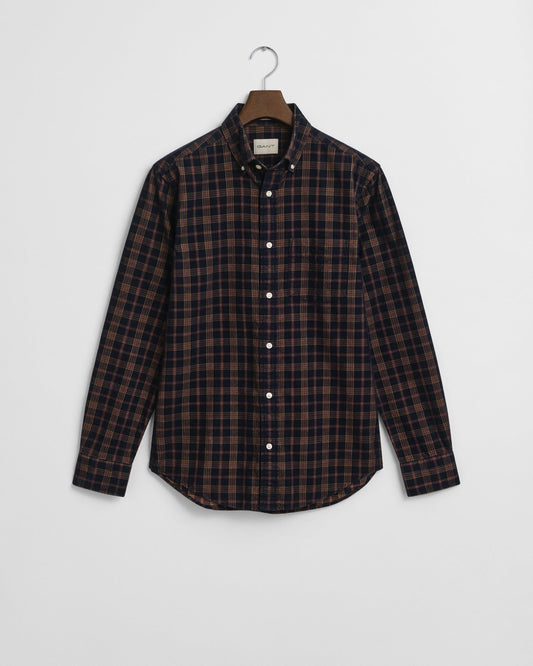 Regular Fit Checked Corduroy Shirt - Evening Blue