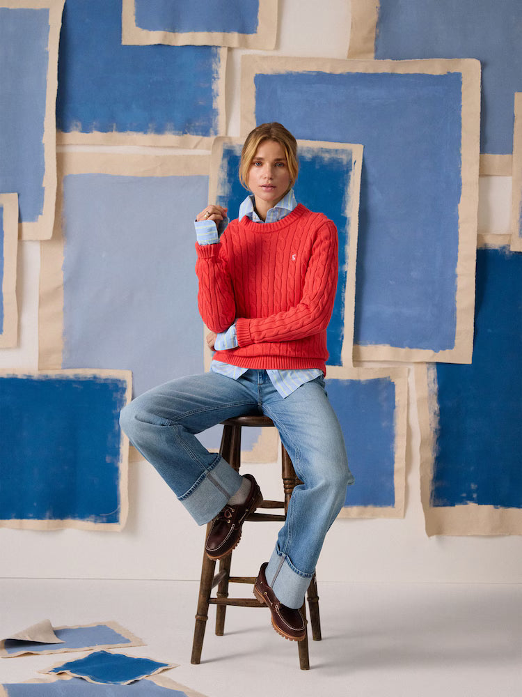 Classic Cable Cotton Crew Neck Jumper