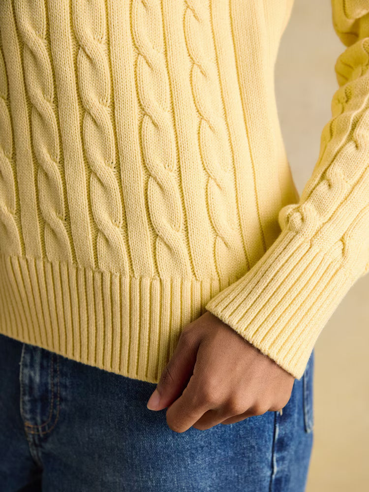 Classic Cable Cotton Crew Neck Jumper