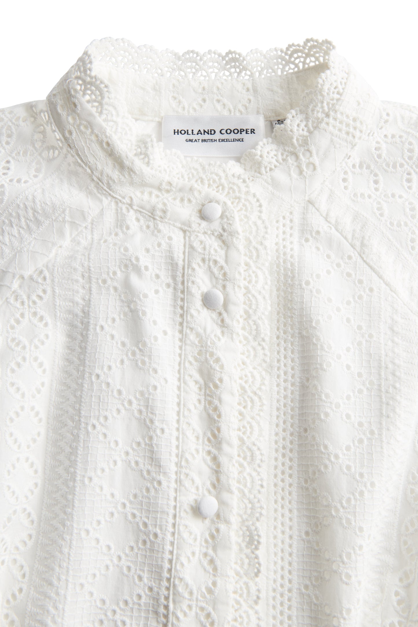Aimee Collarless Broderie Dress