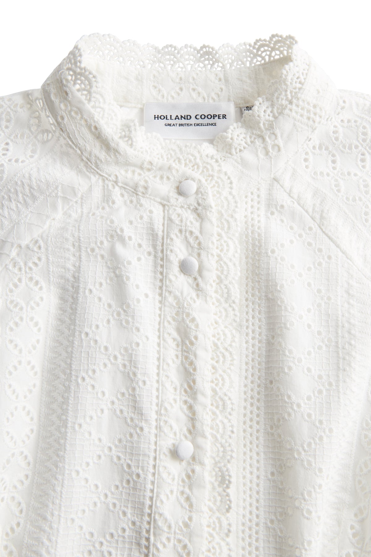 Aimee Collarless Broderie Dress