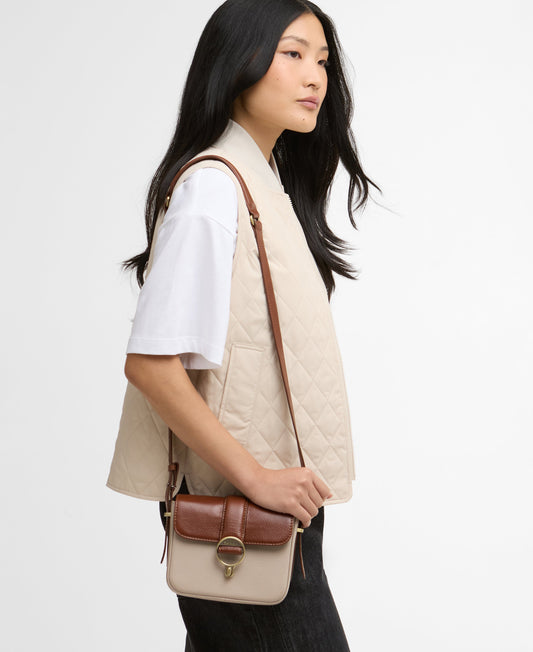 Mini Rosa Leather Crossbody Bag - Pebbled Pink/Brown