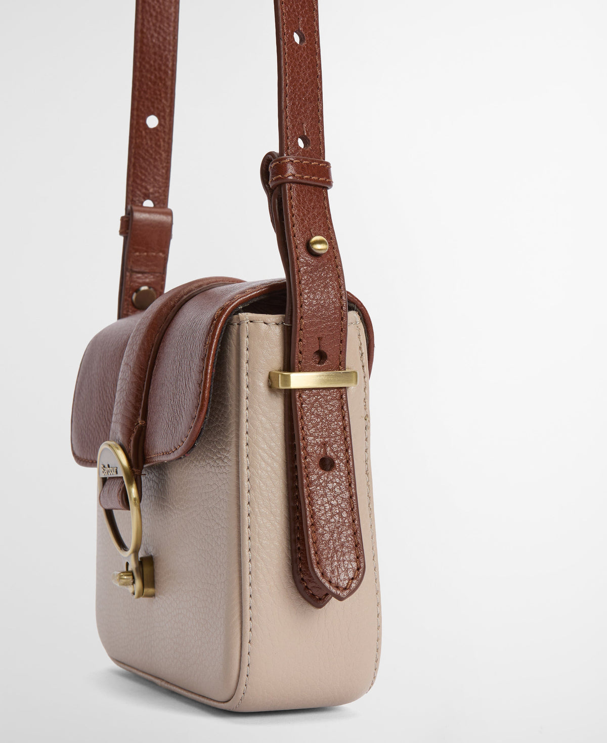 Mini Rosa Leather Crossbody Bag - Pebbled Pink/Brown