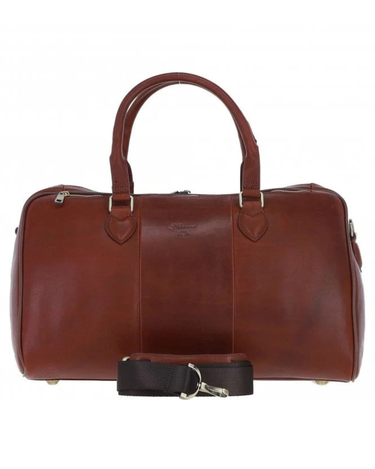 Luxury Leather Duffle Bag with Detachable Strap - Tan