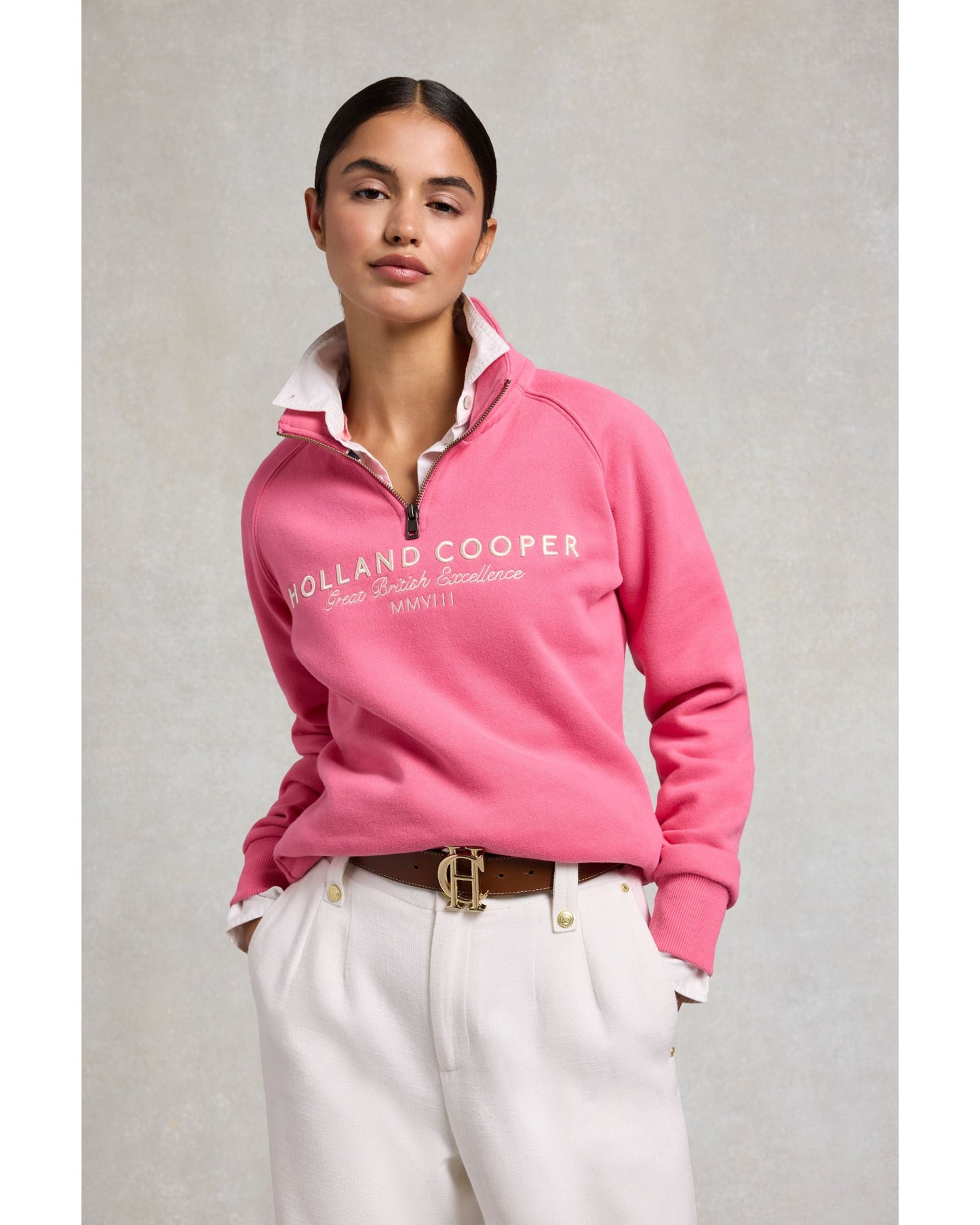 Sporting Goods Zip Henley - Peony Pink