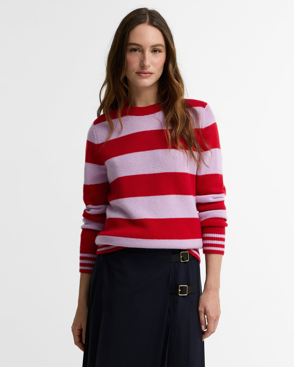 Woodhouse Striped Cashmere-Blend Crew Neck Jumper