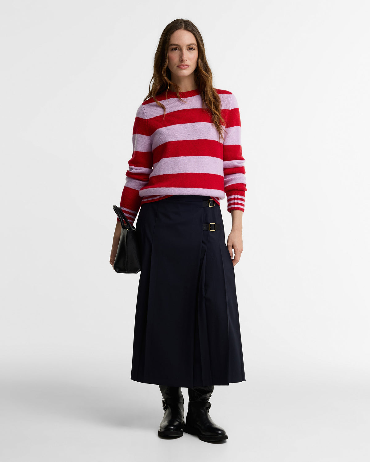 Woodhouse Striped Cashmere-Blend Crew Neck Jumper