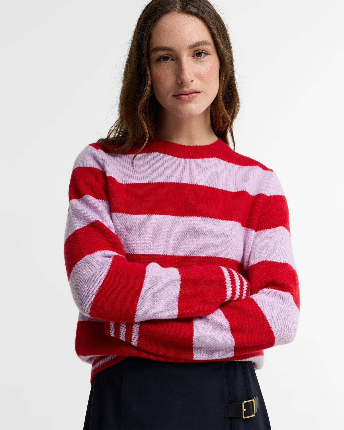 Woodhouse Striped Cashmere-Blend Crew Neck Jumper