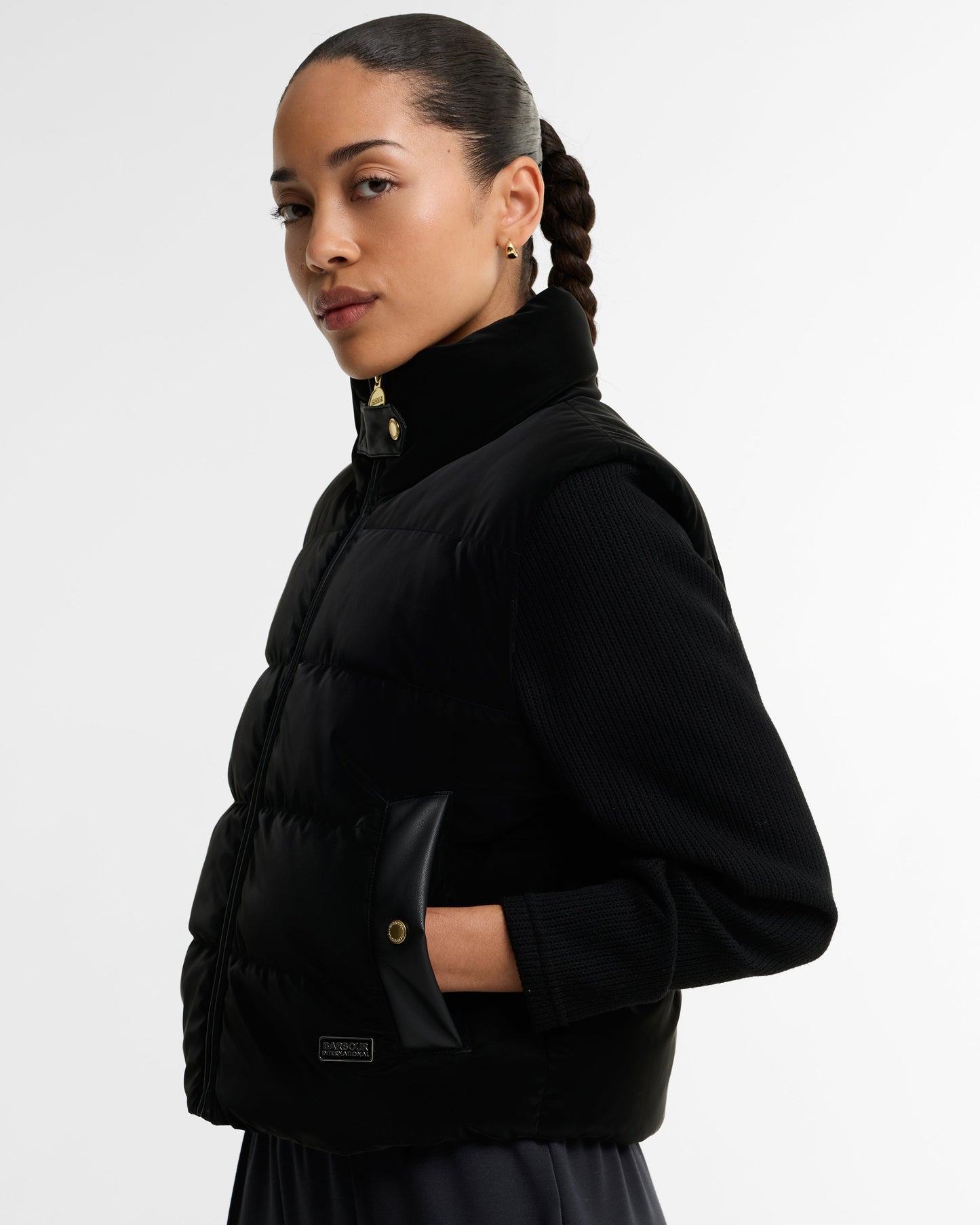 Balaton Faux-Velvet Quilted Sweatshirt