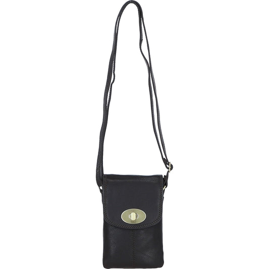 Leather Crossbody Smart Phone Bag - Brown