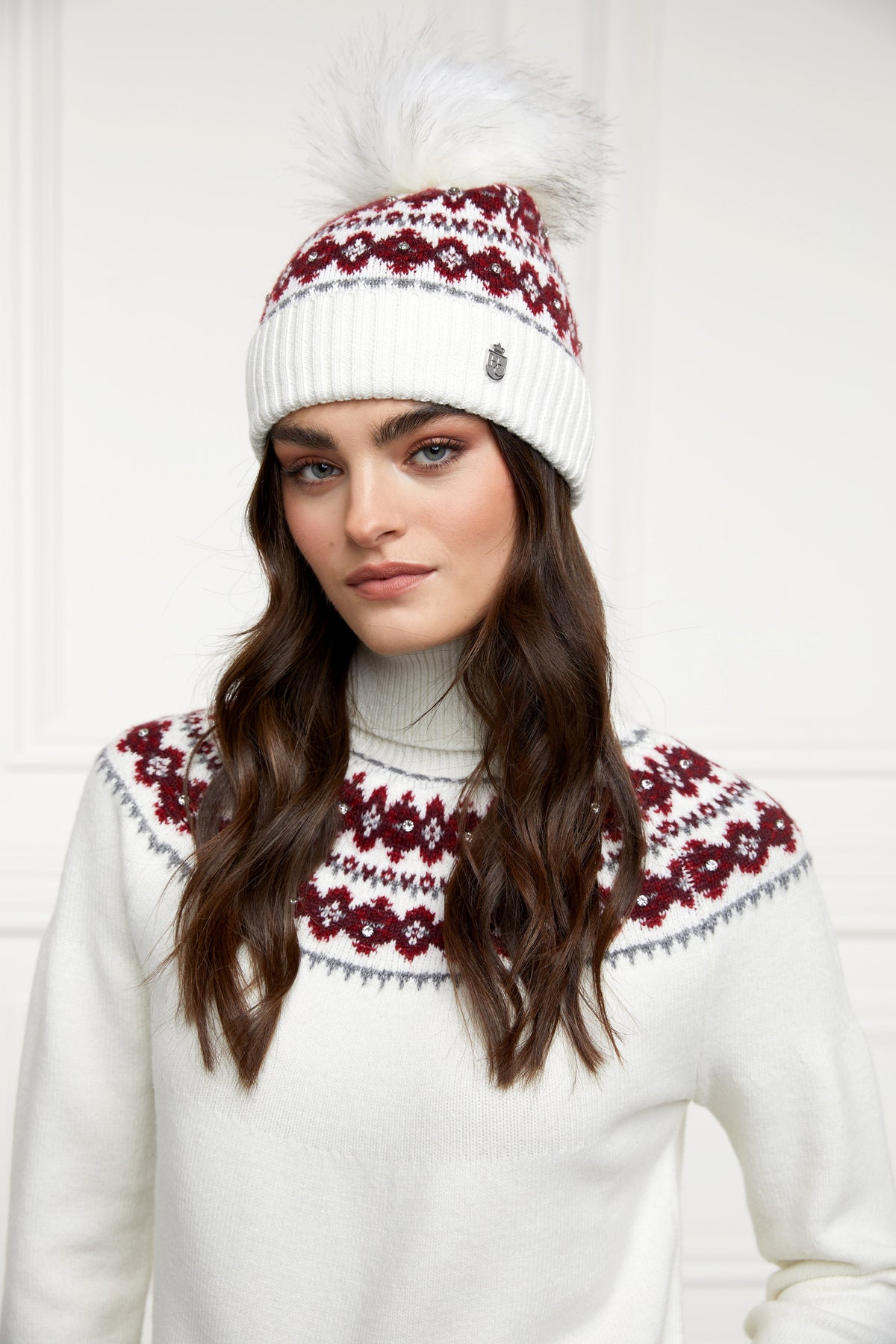 Jennifer Fairisle Bobble Hat (Natural)
