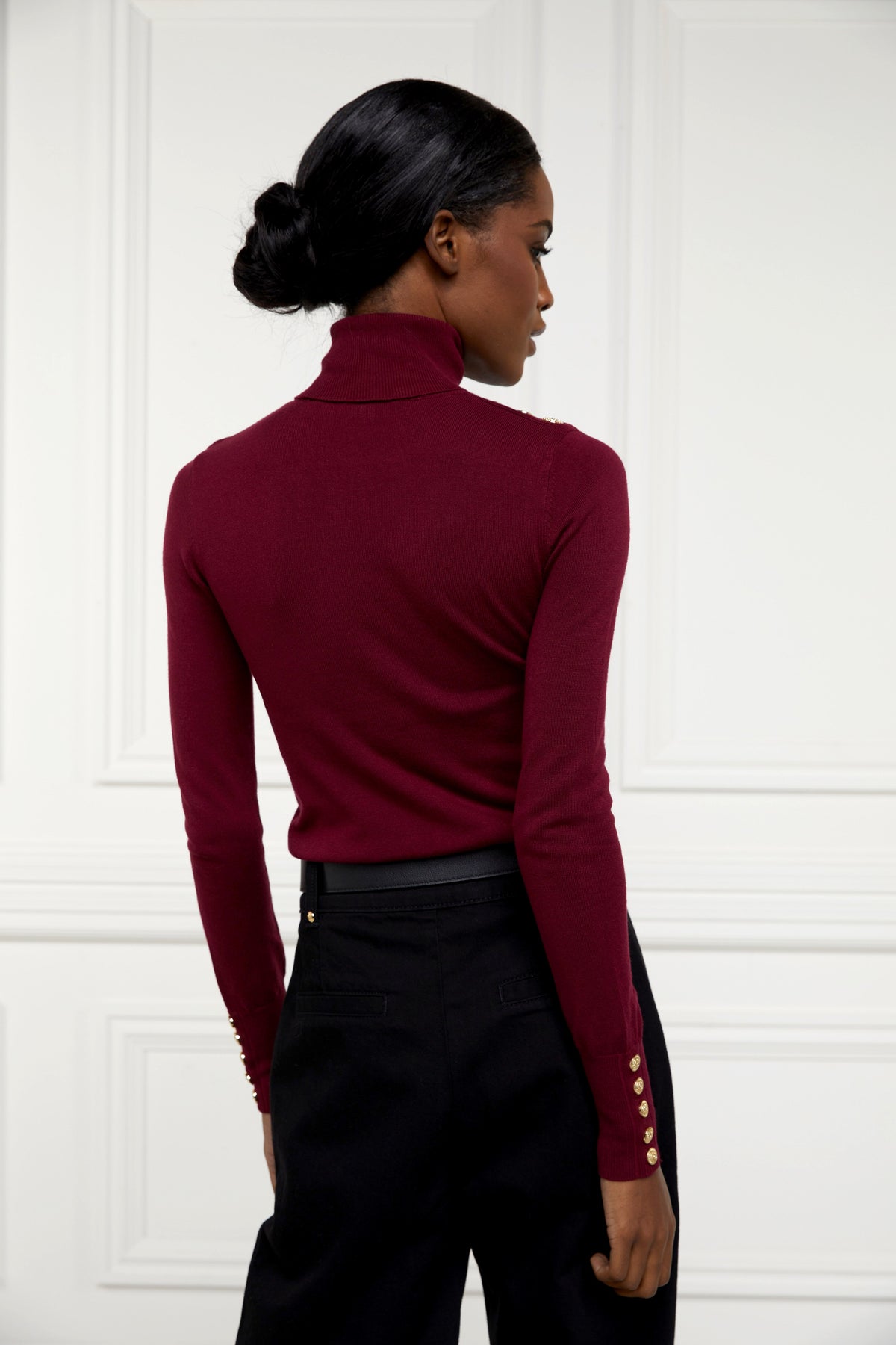 Buttoned Knit Roll Neck