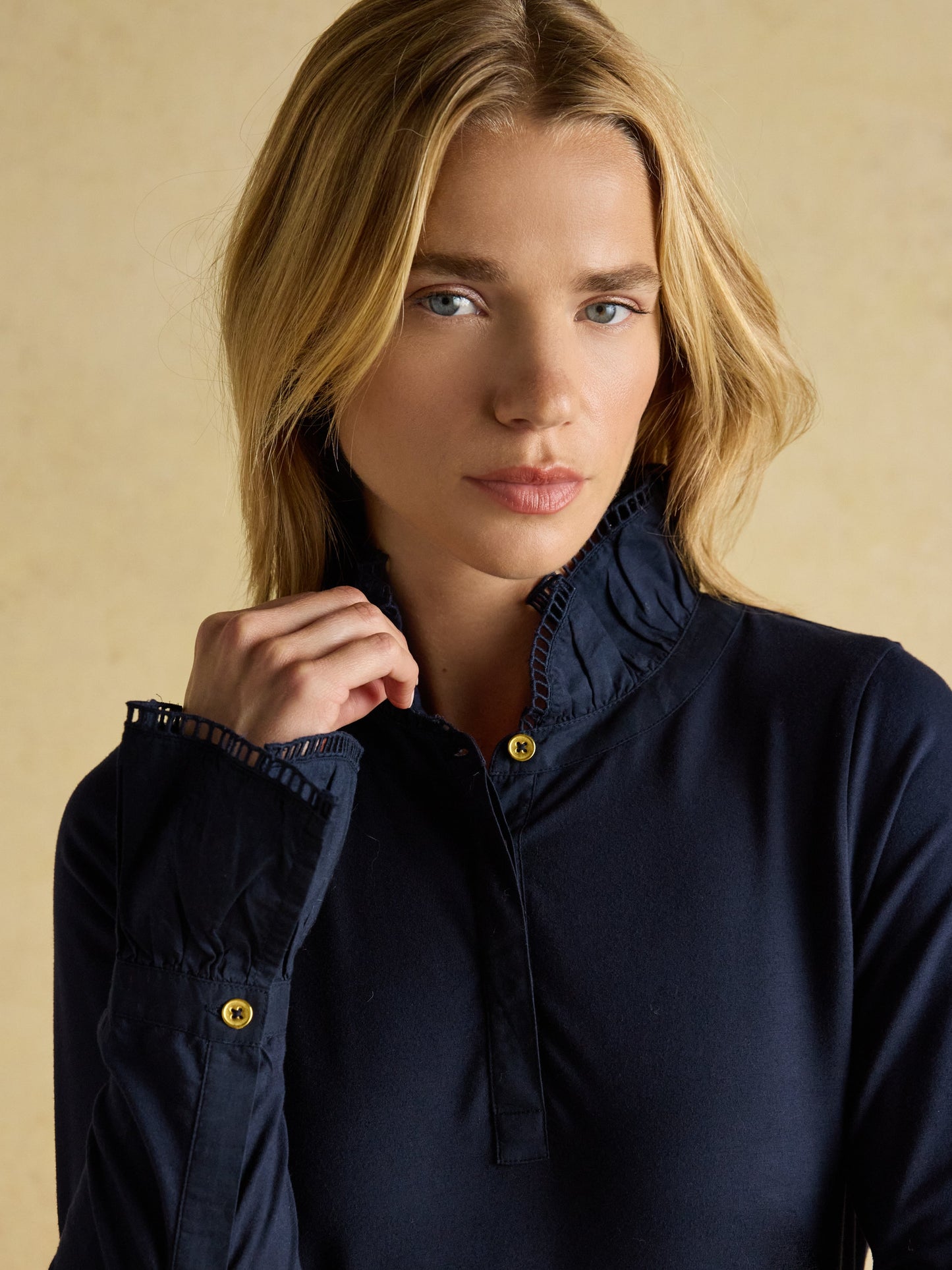 Kate Long Sleeve Frilled Neck Top