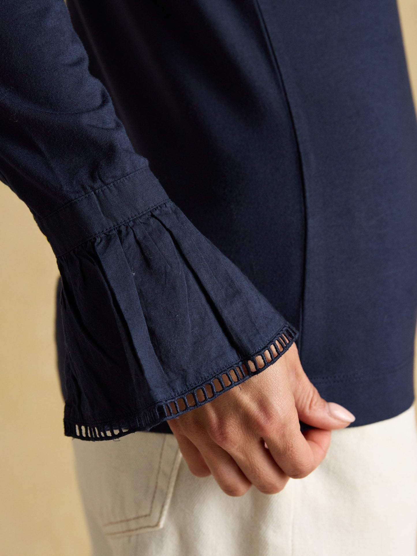 Kate Long Sleeve Frilled Neck Top
