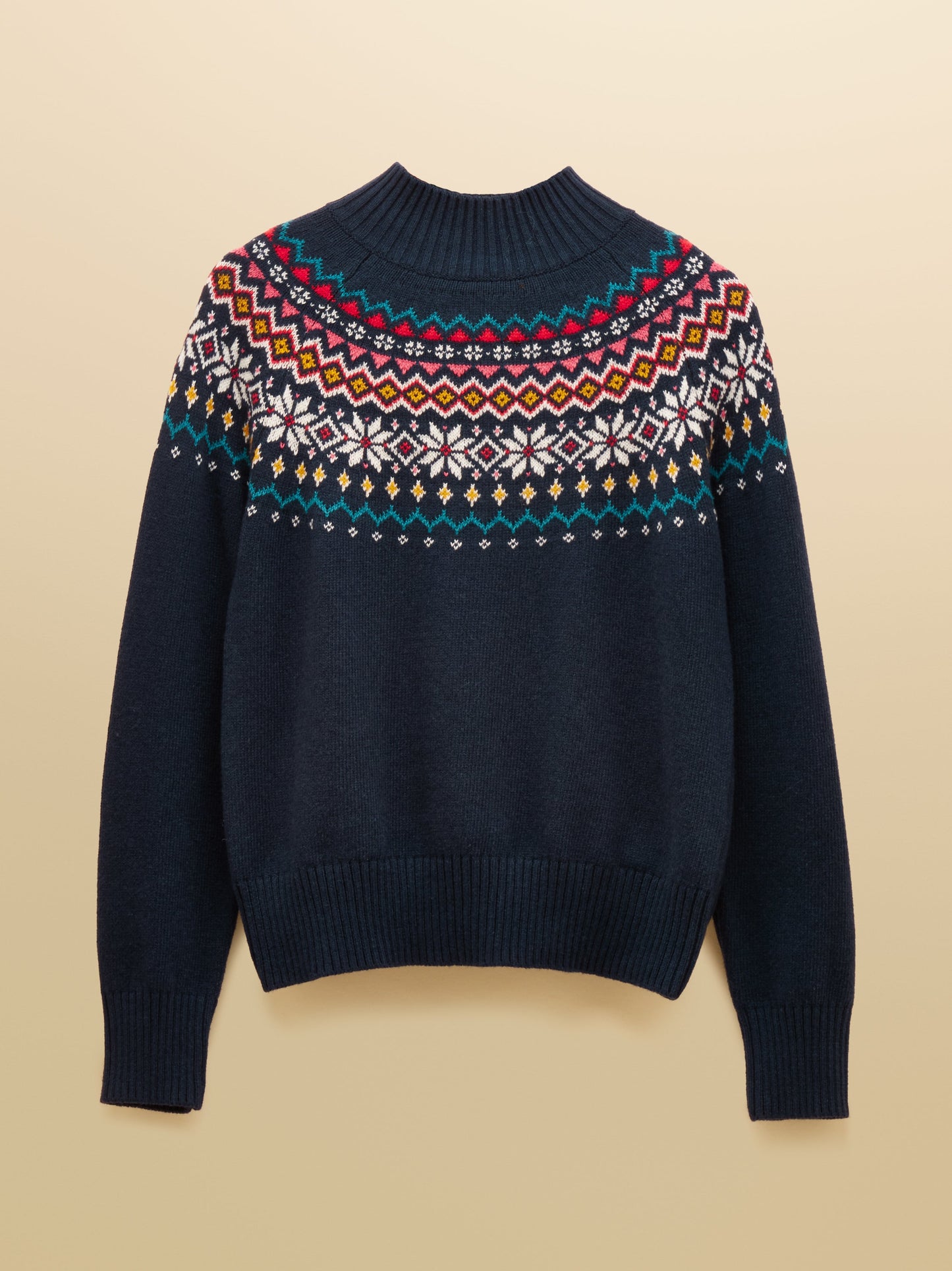 Alba Fairisle High Neck Cotton Rich Jumper