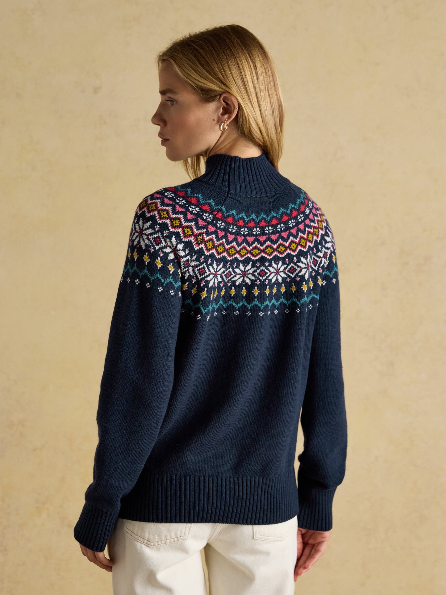 Alba Fairisle High Neck Cotton Rich Jumper