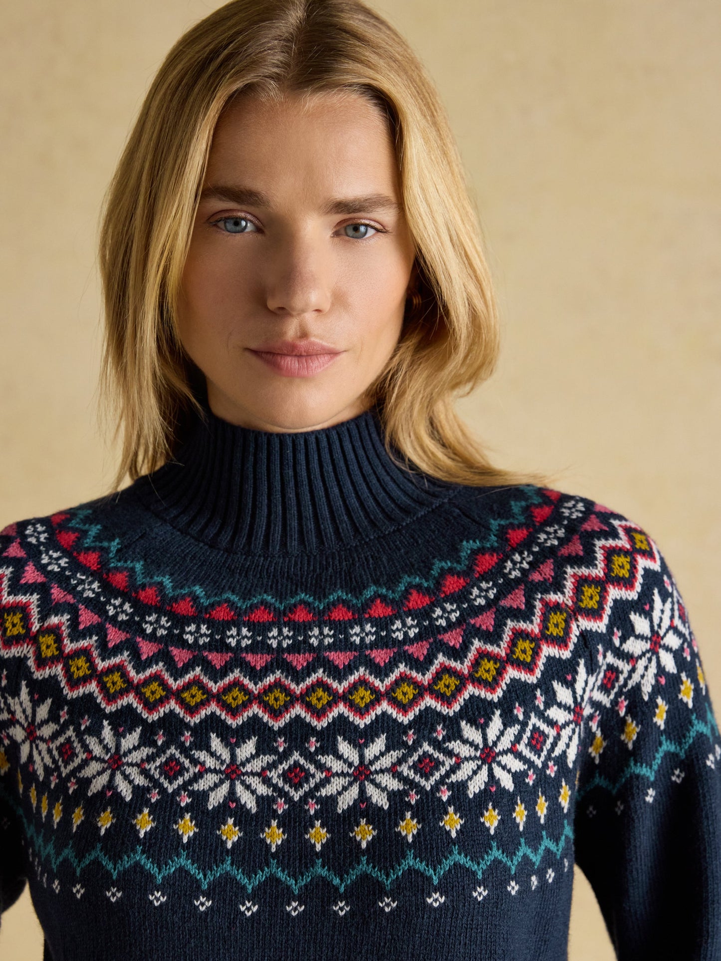 Alba Fairisle High Neck Cotton Rich Jumper
