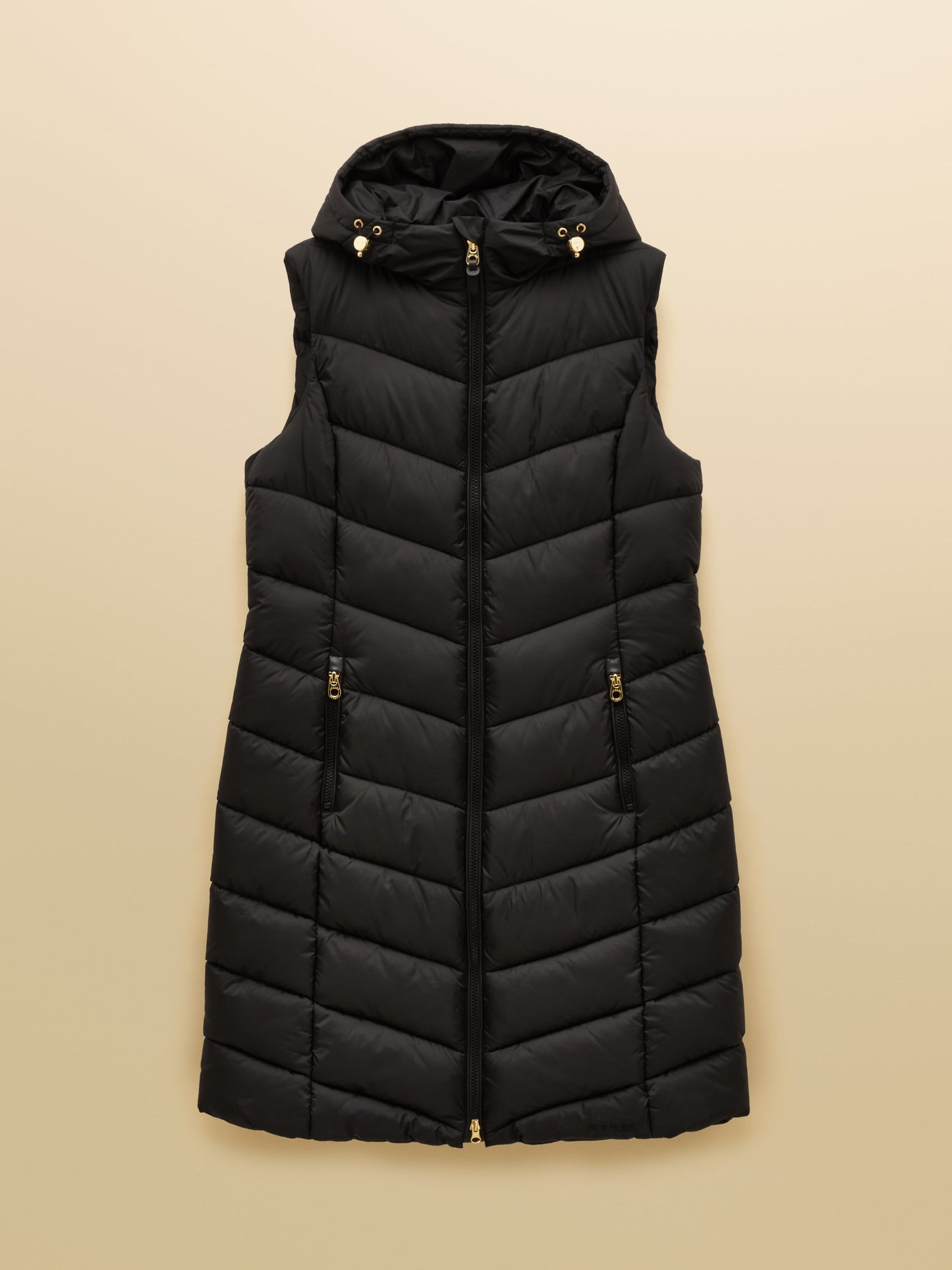 Moorsdale Black Longline Showerproof Padded Gilet with Hood