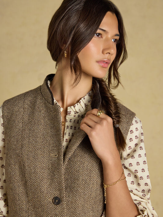 Nehru Tweed Fitted Gilet