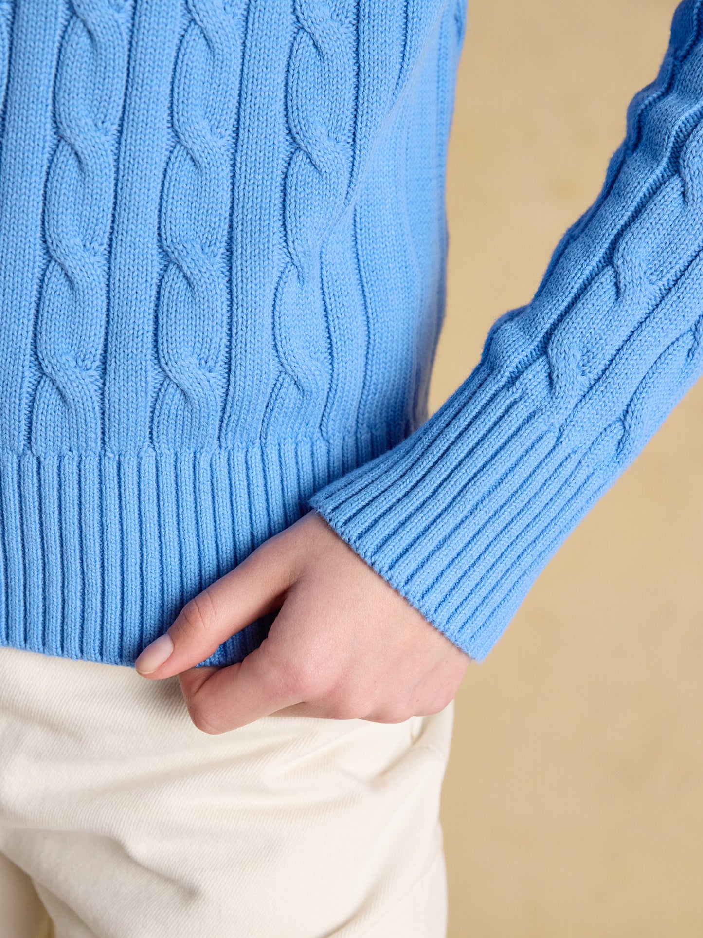 Classic Cable Cotton Crew Neck Jumper