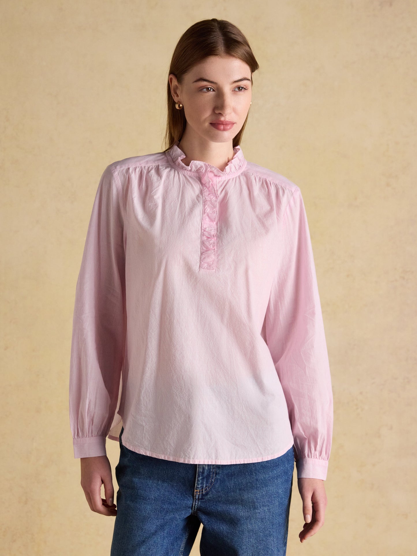Melanie Long Sleeve Blouse with Ruffle Neck