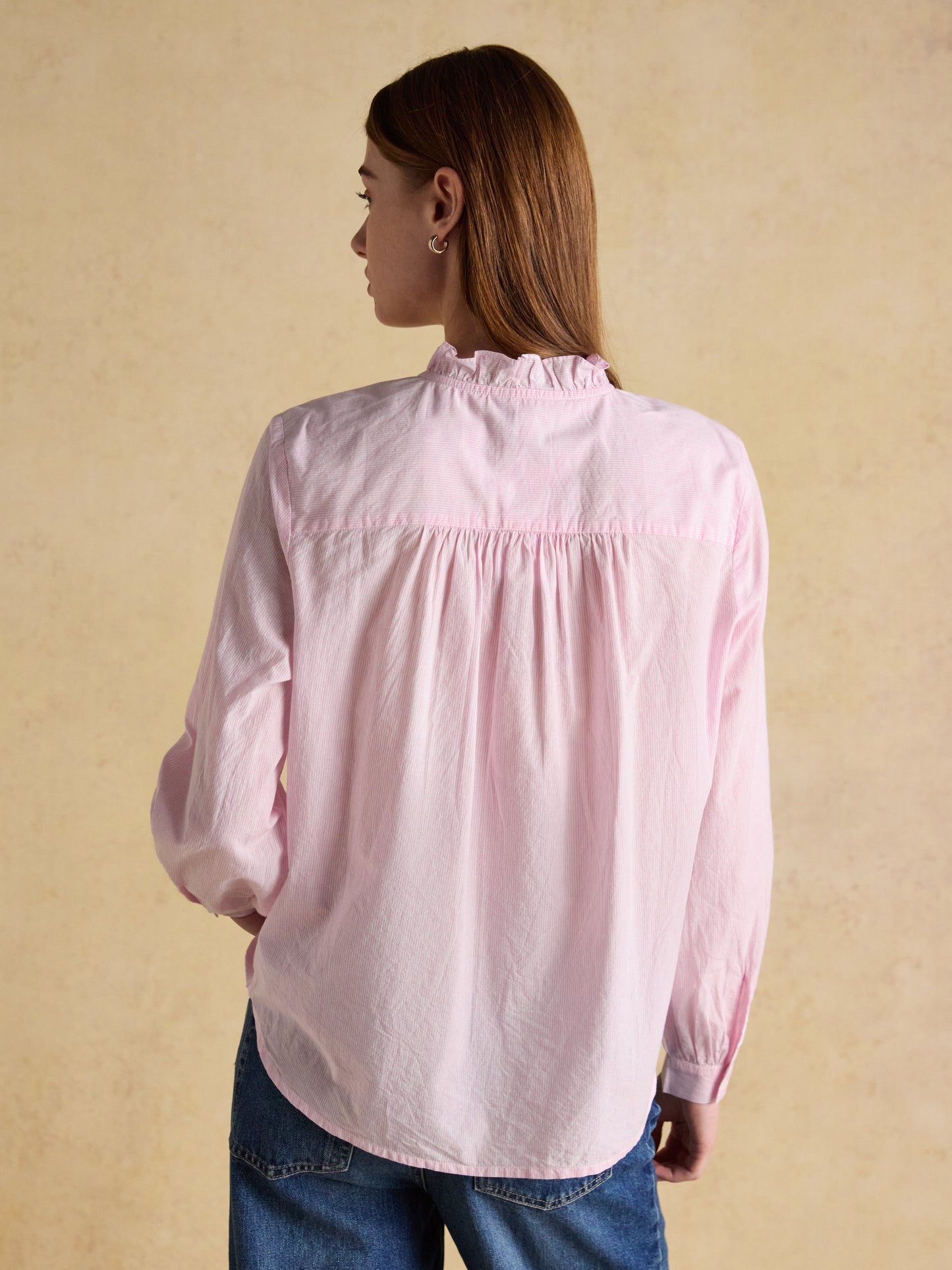 Melanie Long Sleeve Blouse with Ruffle Neck
