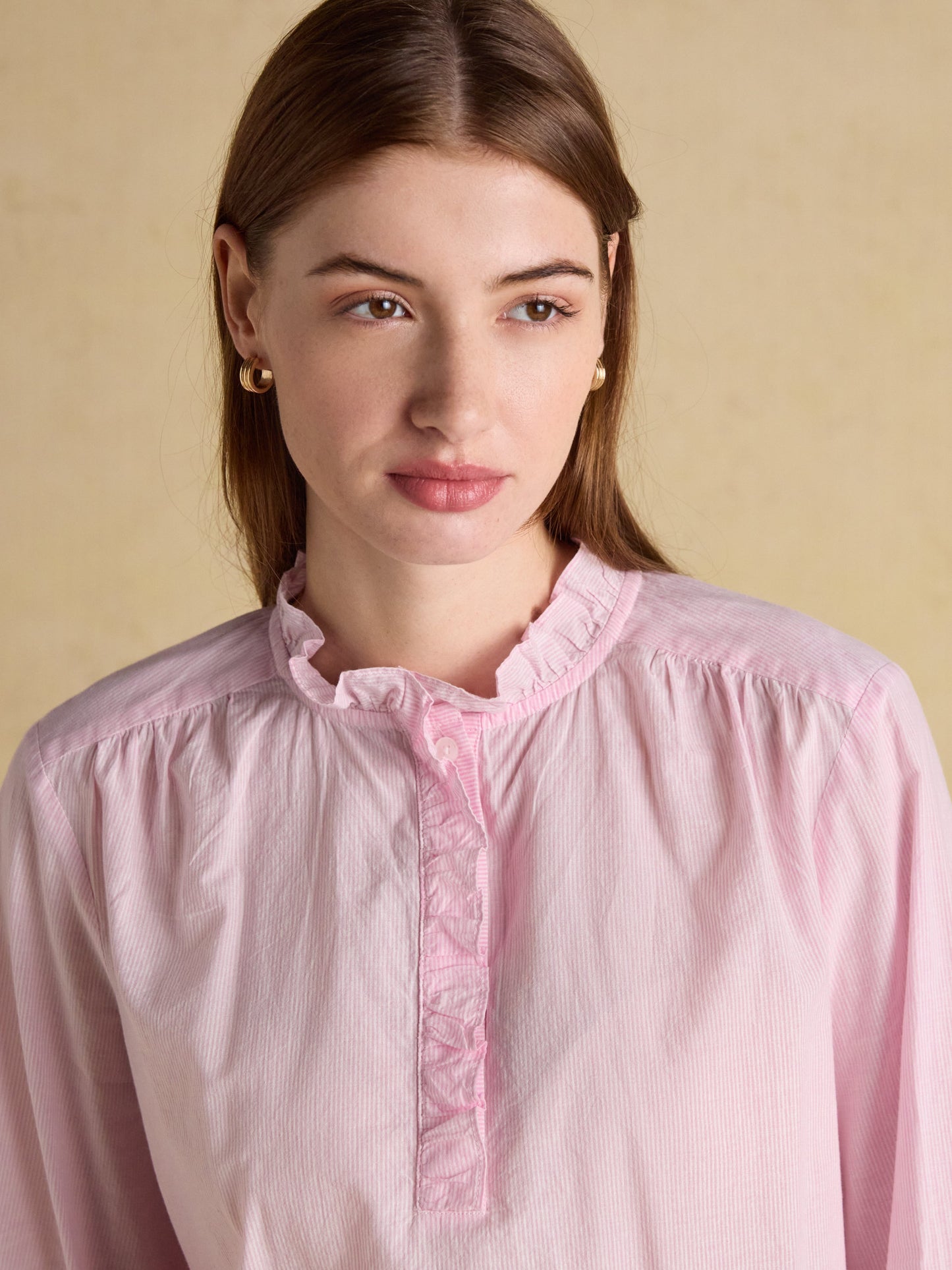 Melanie Long Sleeve Blouse with Ruffle Neck