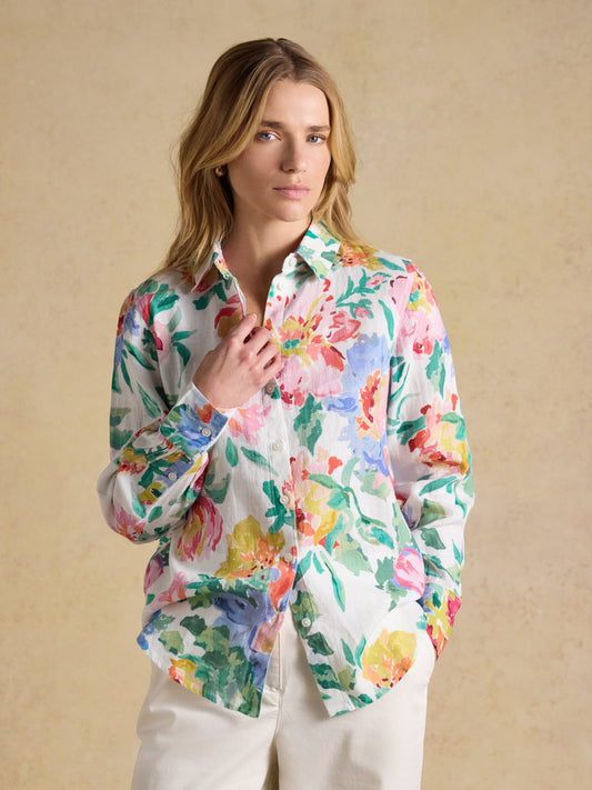 Anna Floral Long Sleeve Linen Shirt