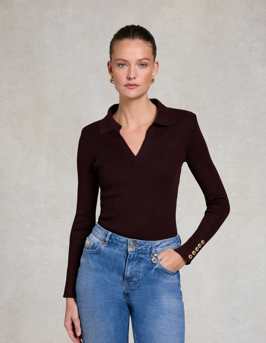 V-Neck Rib Top