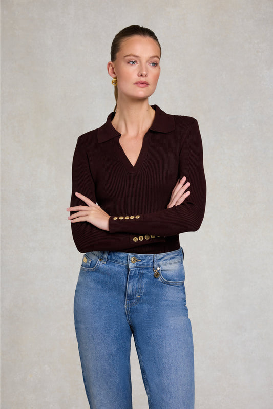 V-Neck Rib Top