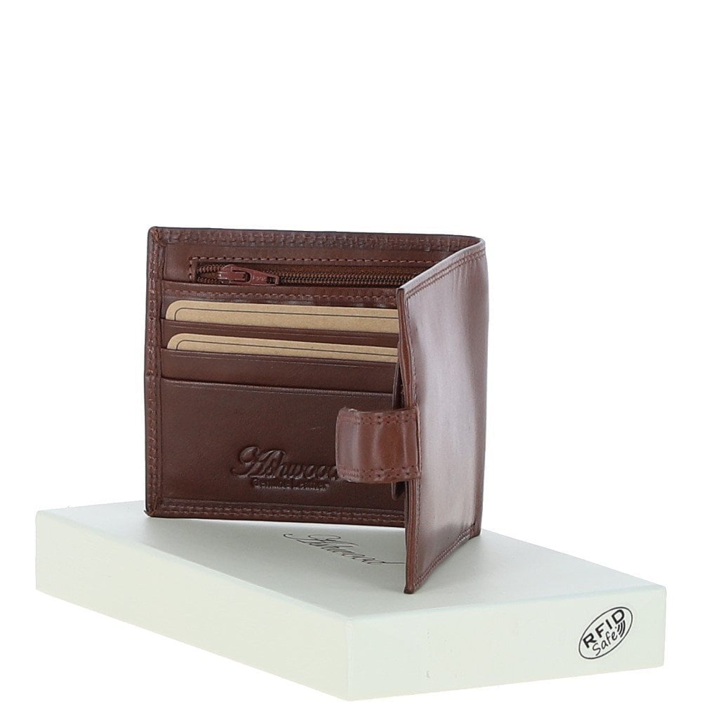 Classic 3 Card & ID Billfold Tab Wallet Leather Wallet - Tan