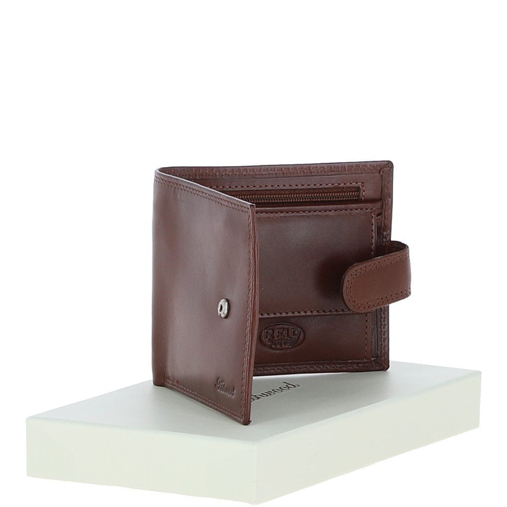 Classic 3 Card & ID Billfold Tab Wallet Leather Wallet - Tan