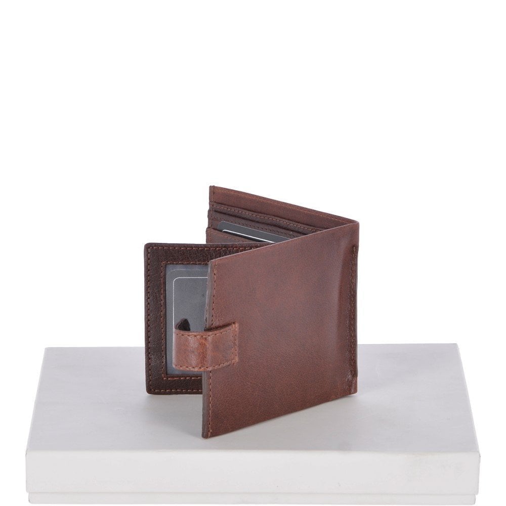 Ashwood Crumble 8 Card, ID & Coins Bill Fold Tab Wallet - Tan