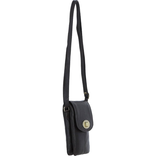 Leather Crossbody Smart Phone Bag - Brown