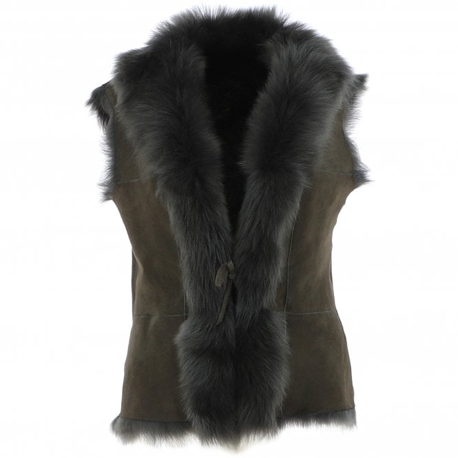 Reversible Toscana Suede Leather Gilet - Green