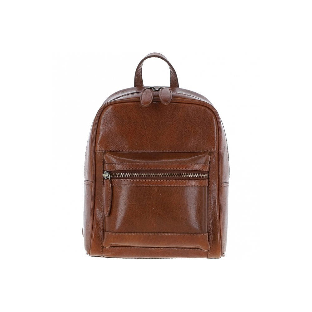 Small Leather Backpack Chestnut: T-87