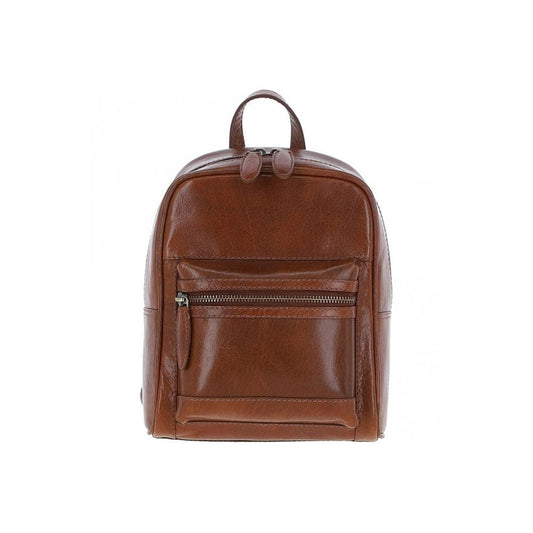 Small Leather Backpack Chestnut: T-87