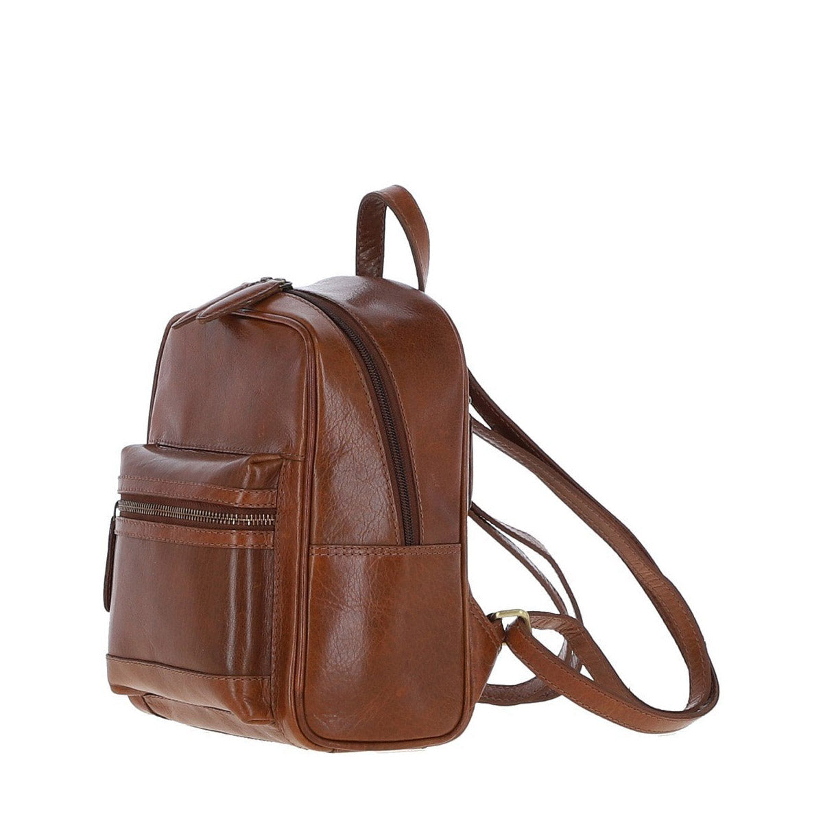 Small Leather Backpack Chestnut: T-87