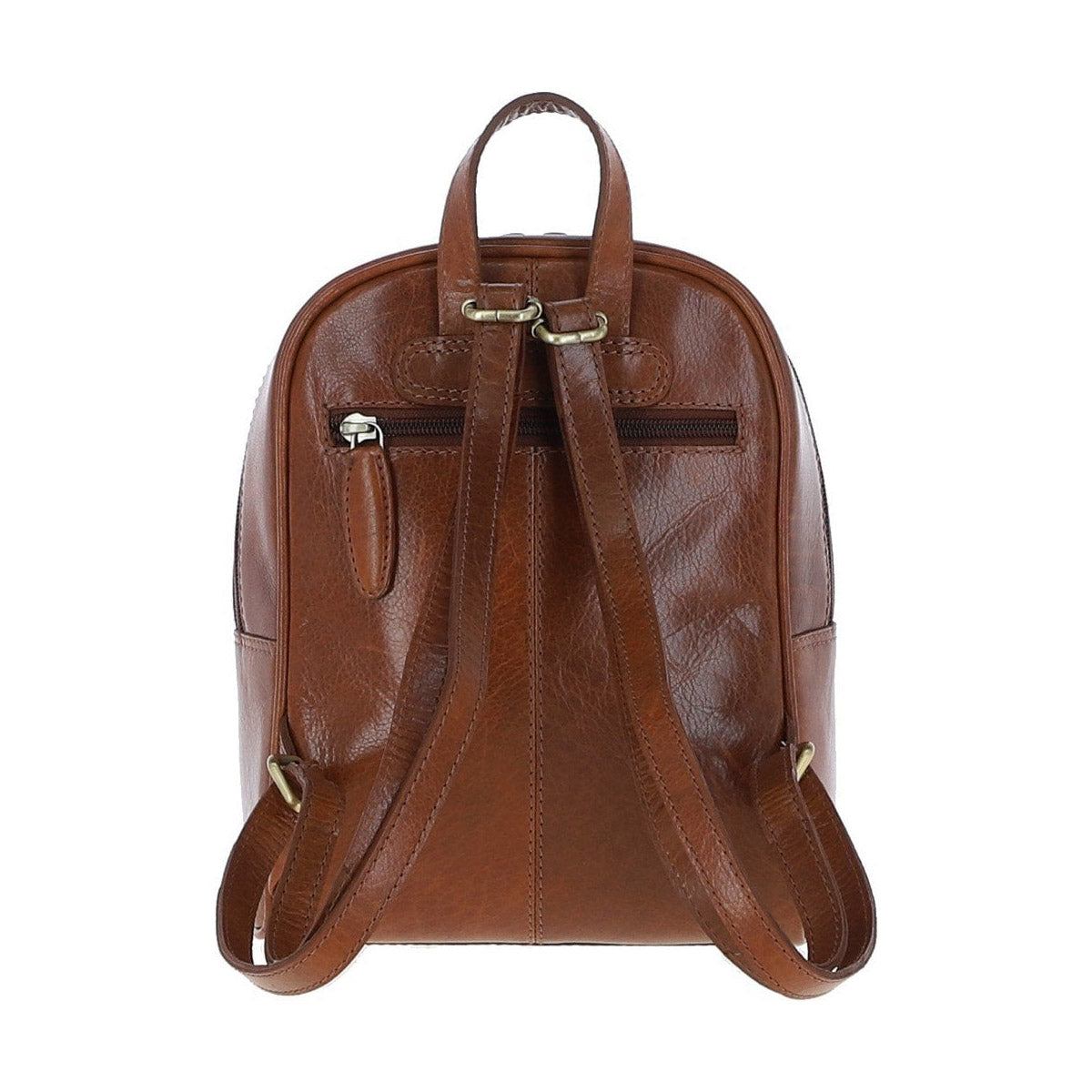 Small Leather Backpack Chestnut: T-87